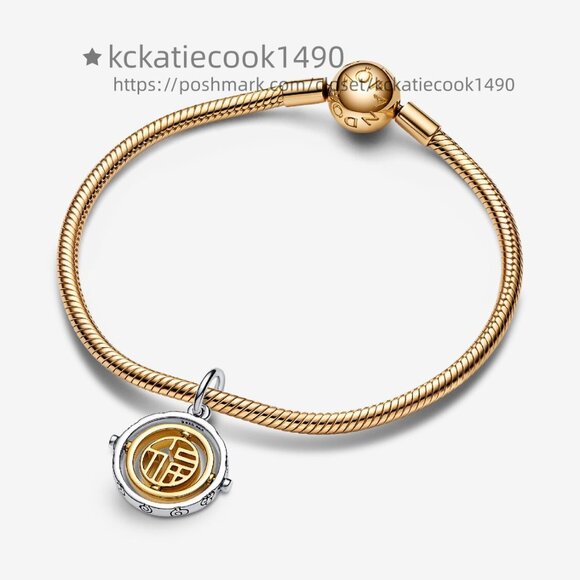 Pandora Two-tone Fú Spinning Dangle Charm - Picture 3 of 4